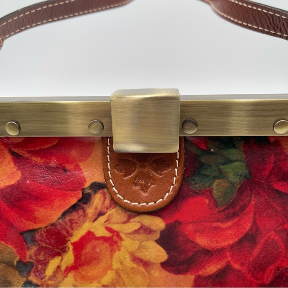 Patricia Nash Ferrara Frame Floral Leather Satchel Shoulder Purse Botanical Fall - Picture 8 of 16